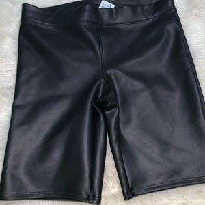 Leather biker shorts